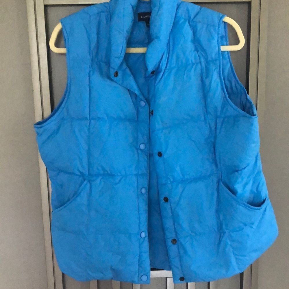 Lands End Blue goose down puffer vest. Size L